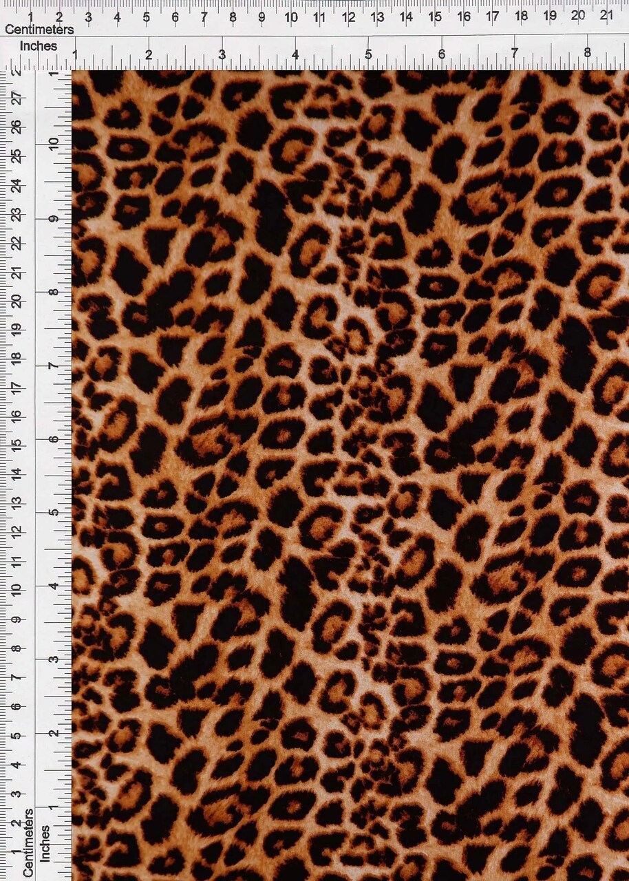 1 Yard Brown Leopard Cheetah DTY Brushed Knit Fabric Soft Stretch Polyester Spandex 58/60 Inches Wide